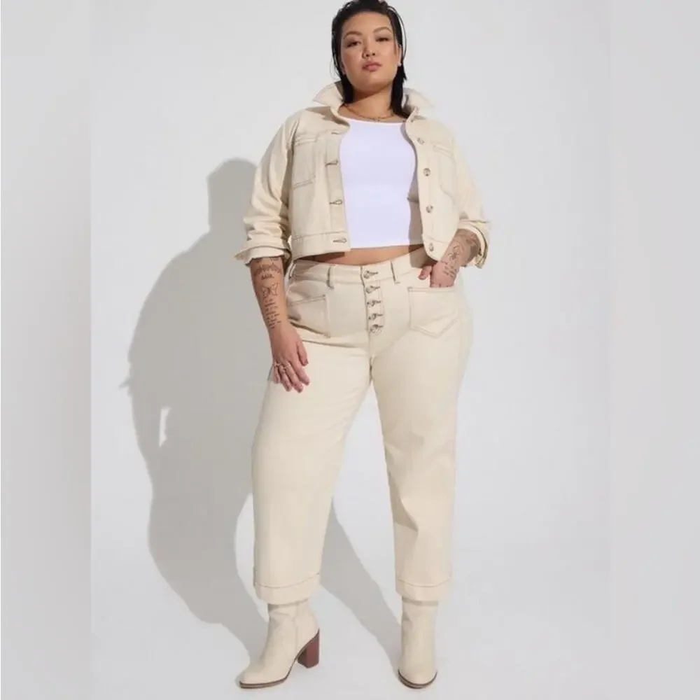Torrid Womens Jean Crop Wide Leg Classic Denim High-Rise Plus Size - Picture 2 of 9